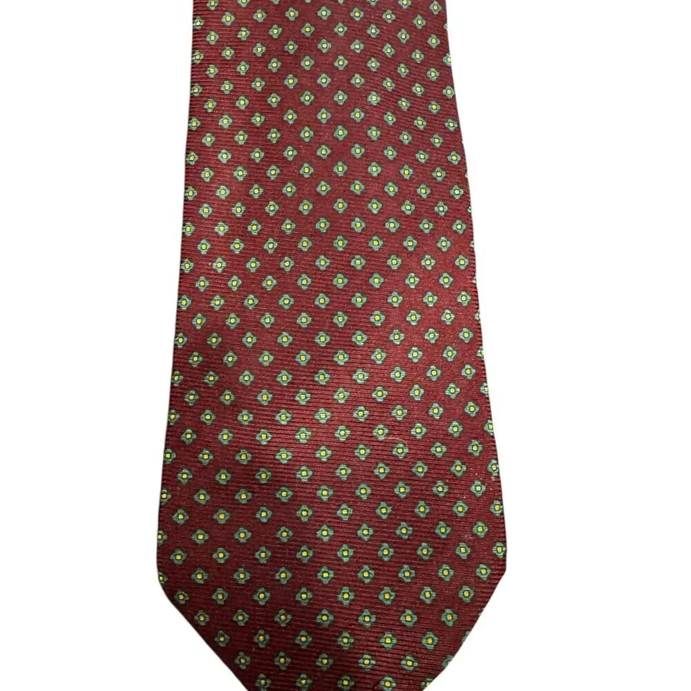 Lauren Ralph Lauren Silk Tie Red Geometric Pattern 3.5
